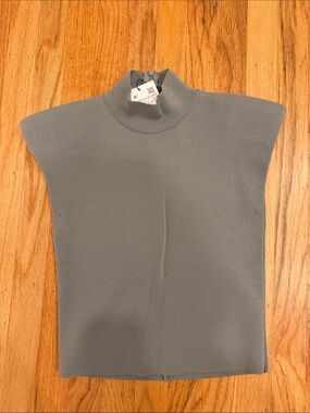 Zara Slate Mock Neck Sleeveless Knit Top